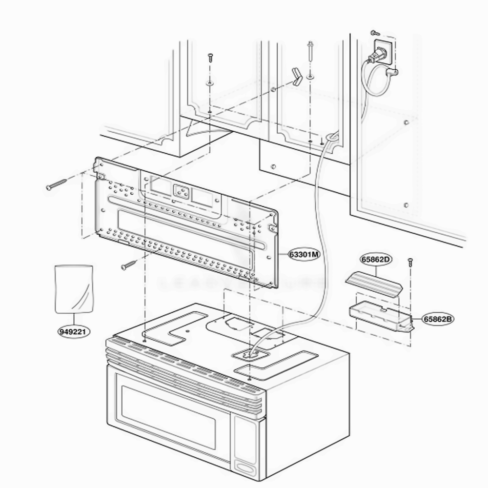 Installation Parts Diagram and Parts List for MV1304W WHEGSE LG Wall Oven