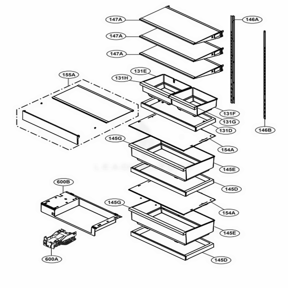 Movable Part 1 Diagram and Parts List for SKSCF3001P ASWCNA0 LG Range