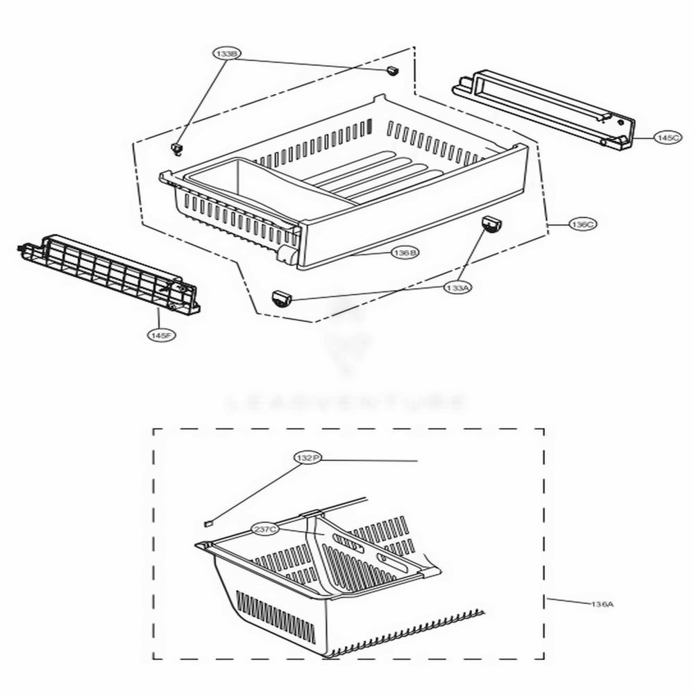 Freezer Parts Diagram and Parts List for LFX25974ST ASTCNA7 LG Refrigerator