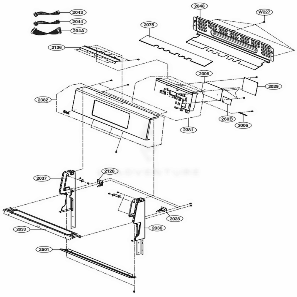 Controller Parts Diagram and Parts List for LRG3194SW FWHELGA LG Range