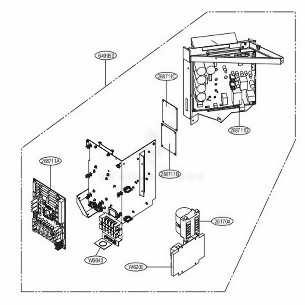 Control Box Diagram and Parts List for ARUN024GSS4 EWGBLUS LG Air Conditioner