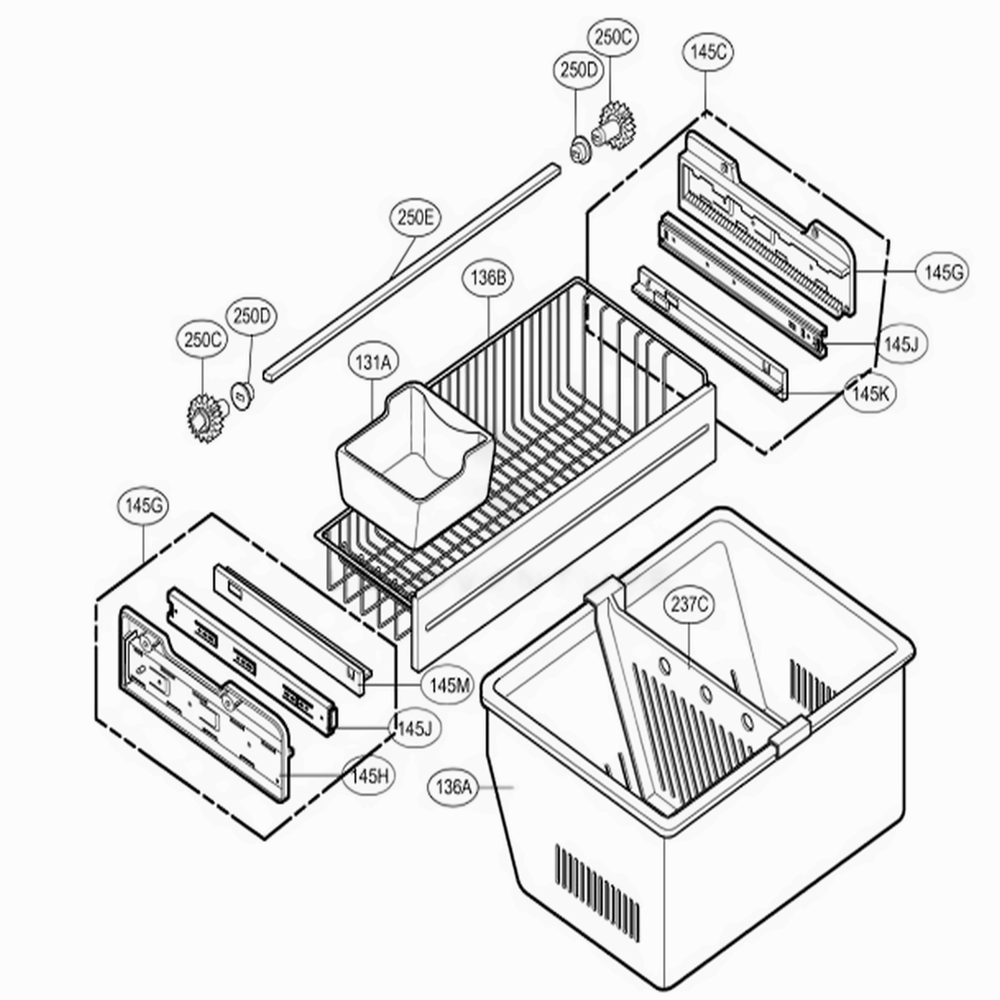 Freezer Parts Diagram and Parts List for 78544 ABI1SER LG Refrigerator