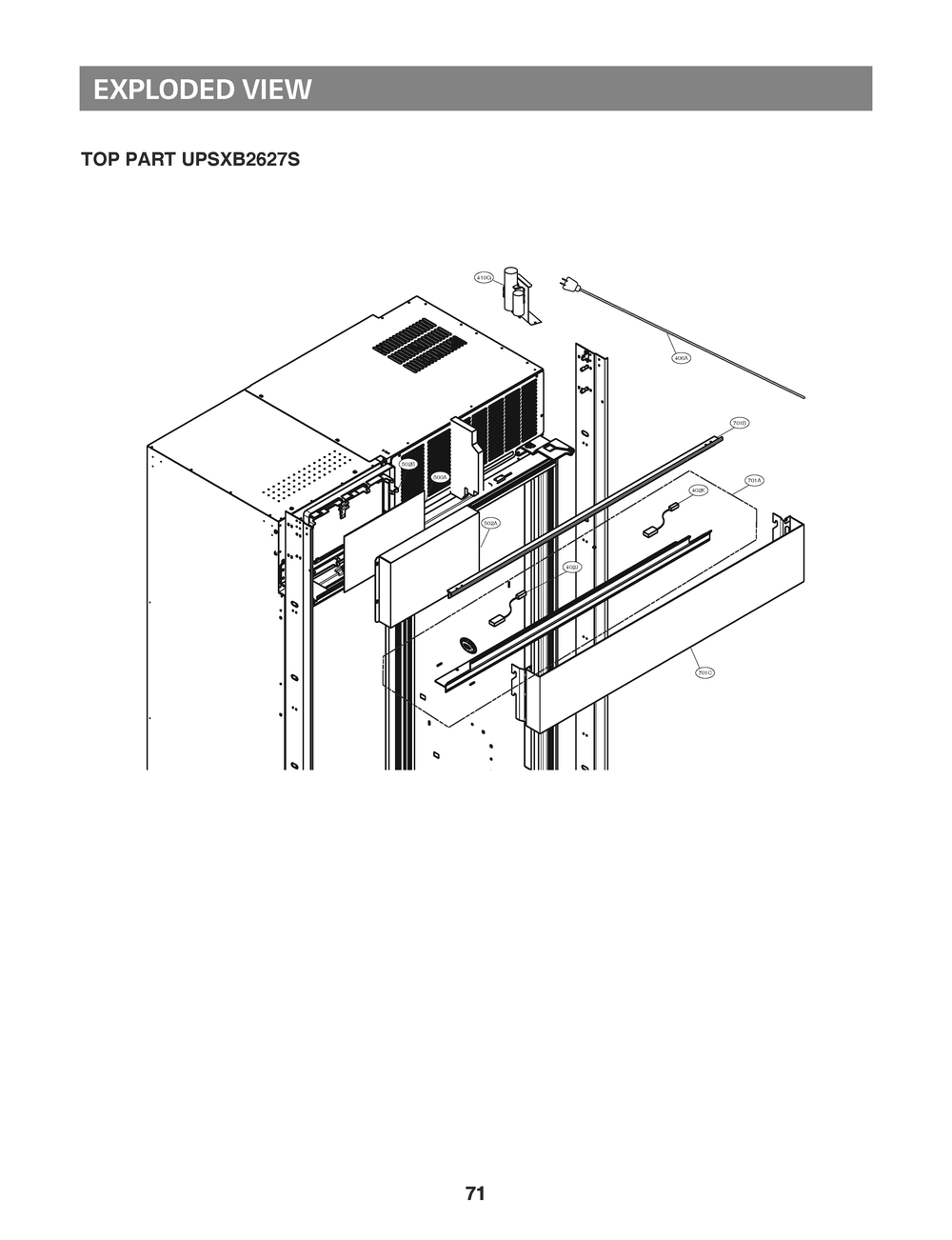 Top Part Upsxb2627s Diagram and Parts List for GR-L276DSDM ASTCNA0 LG Refrigerator