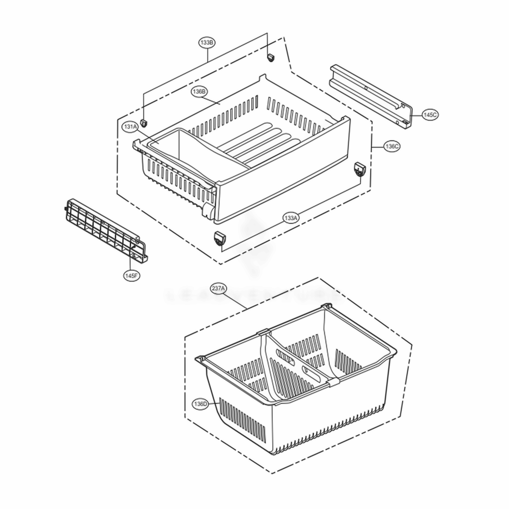 Freezer Parts Diagram and Parts List for 73133 ASTCSE2 LG Refrigerator