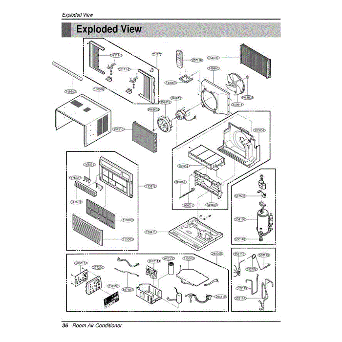 Section Diagram and Parts List for LWHD8000RY6 AWYAUSH LG Air Conditioner