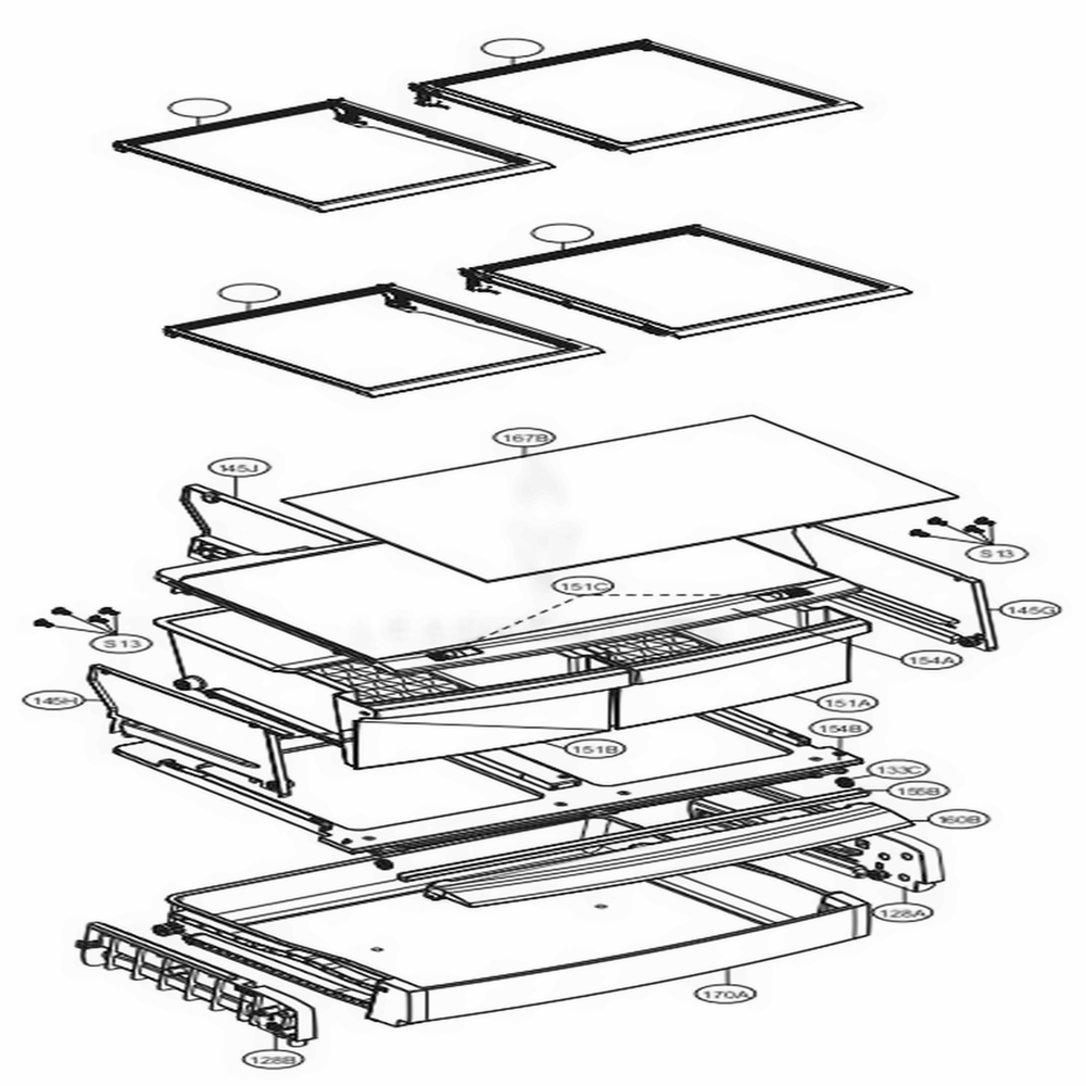 Refrigerator Parts Diagram and Parts List for LFCS22520W ASWCNA1 LG Refrigerator