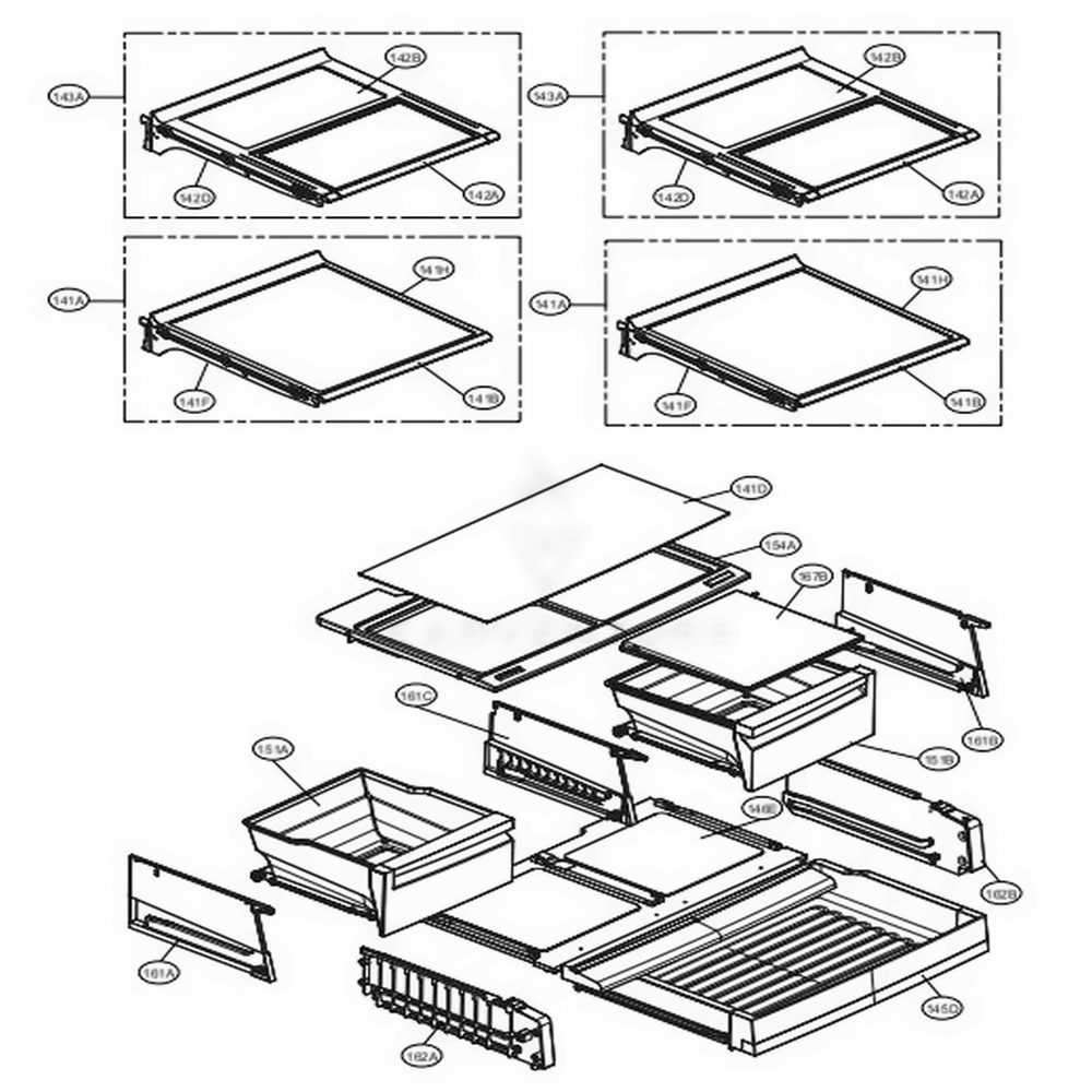 Refrigerator Parts Diagram and Parts List for 72379 AWBCSE2 LG Refrigerator