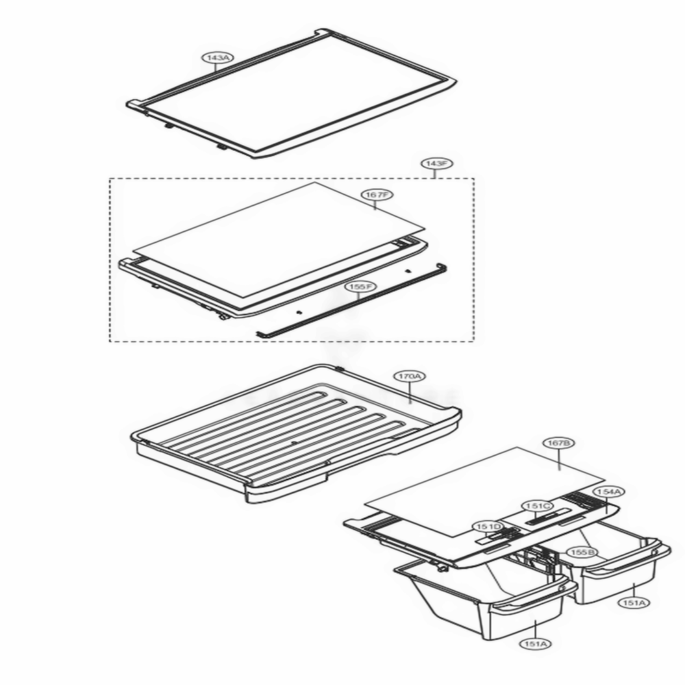 Refrigerator Parts Diagram and Parts List for 78032 ASWCSE7 LG Refrigerator