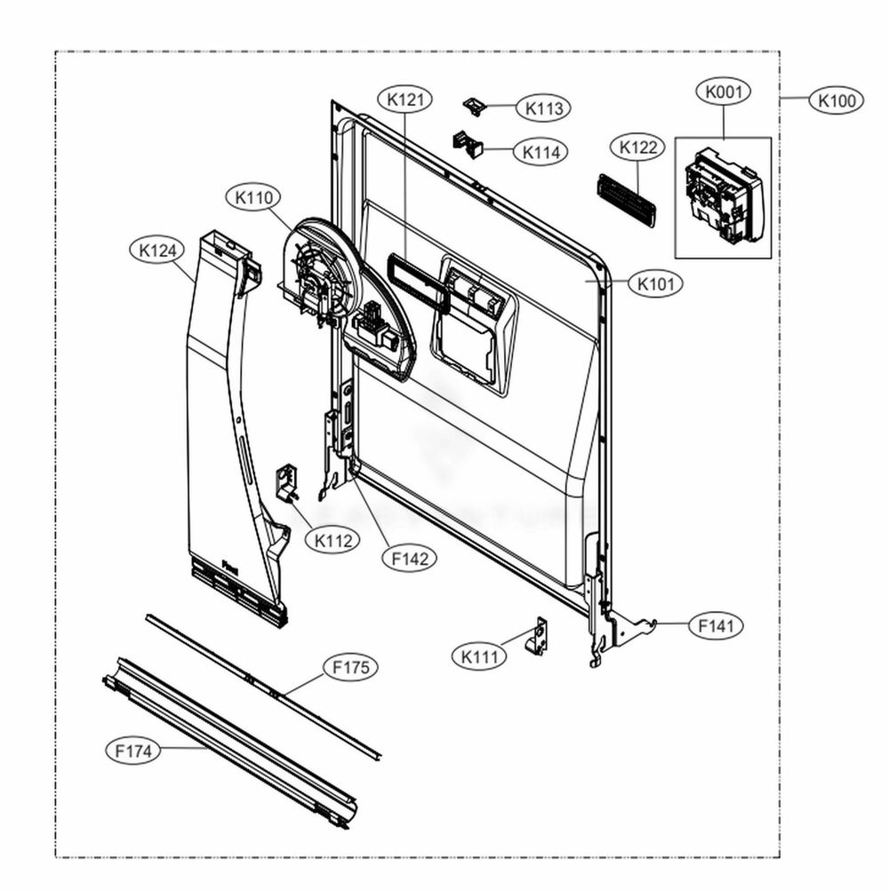 Door Liner Assembly Diagram and Parts List for LUDP8908SN ASTEEUS LG Dishwasher