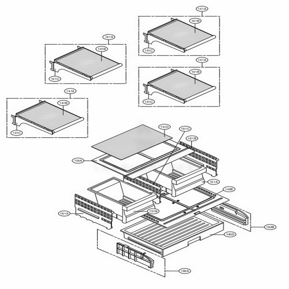 Refrigerator Parts Diagram and Parts List for 71603 ASTCSE4 LG Refrigerator