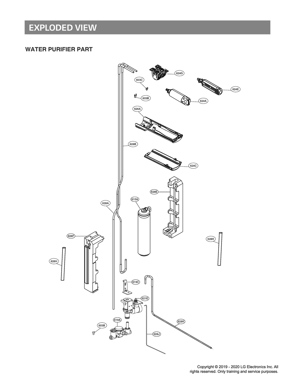 Water Purifier Part Diagram and Parts List for GR-L276DSMM ASTCNA2 LG Refrigerator