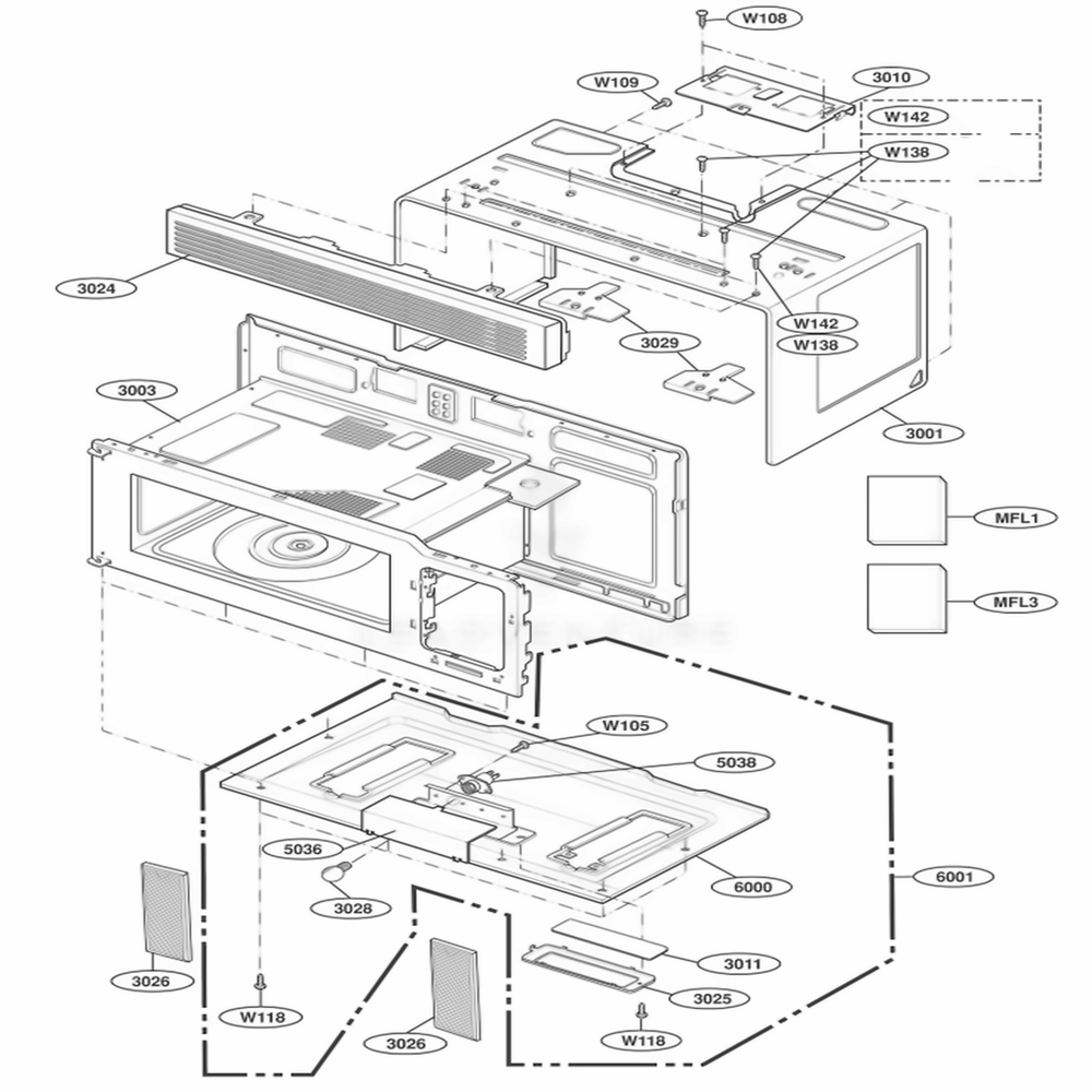 Oven Cavity Parts Diagram and Parts List for 80019 CB1ESEA LG Wall Oven