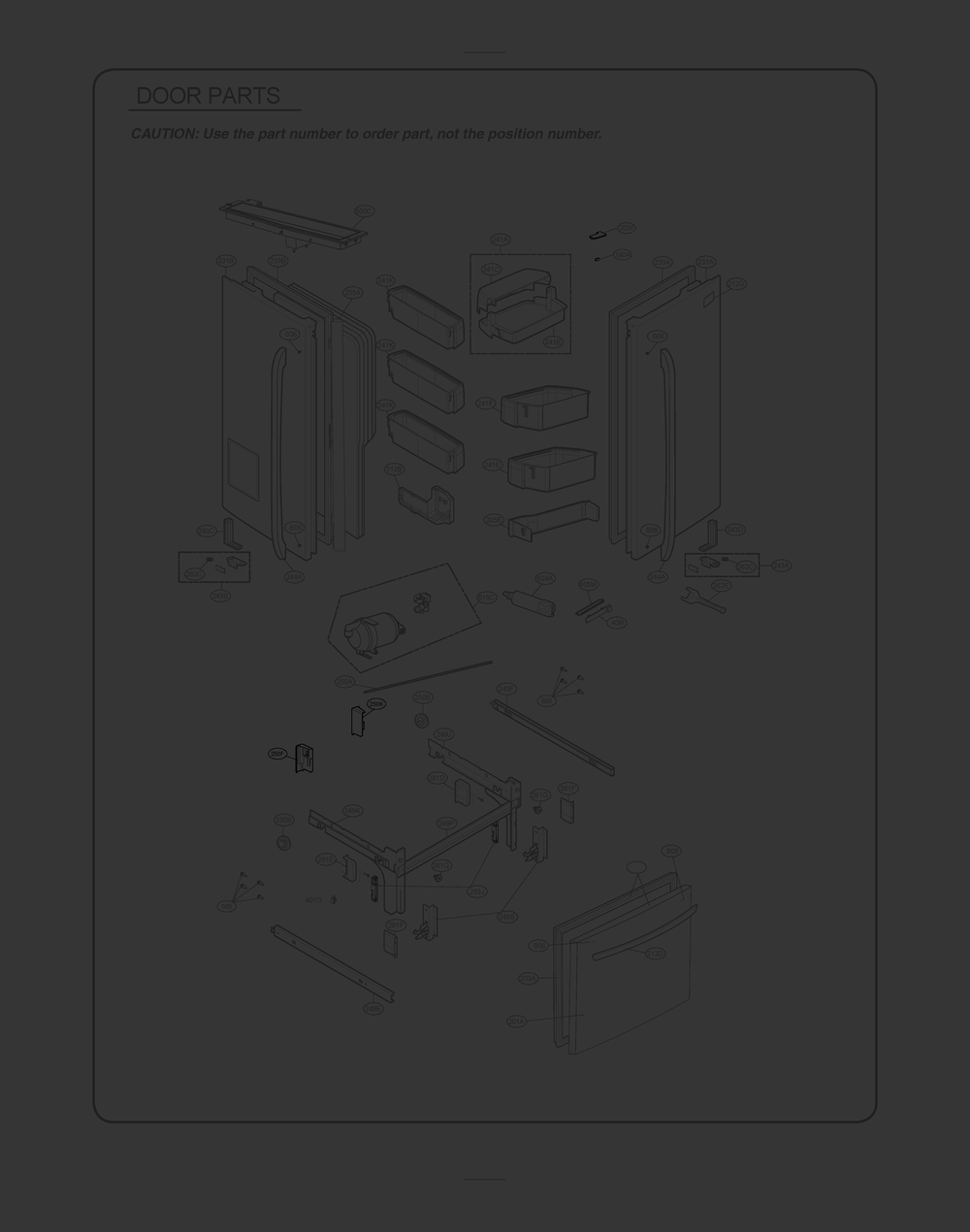 Door Parts Diagram and Parts List for GR-L298LSXM ASTCSE0 LG Refrigerator