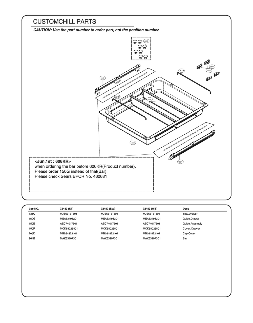 Customchill Parts Diagram and Parts List for GR-L31GHQXM ASWCSE1 LG Refrigerator