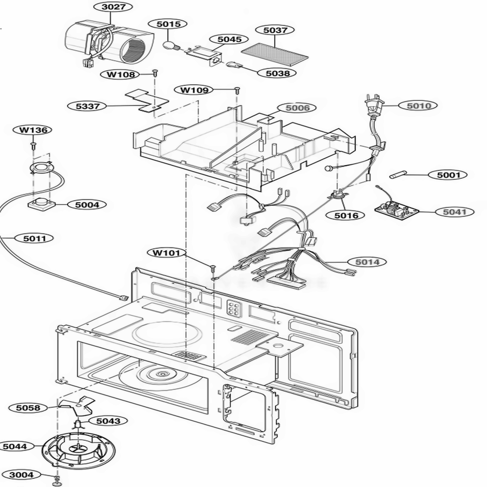 Interior Parts 3 Diagram and Parts List for 80593 CSBESEA LG Wall Oven