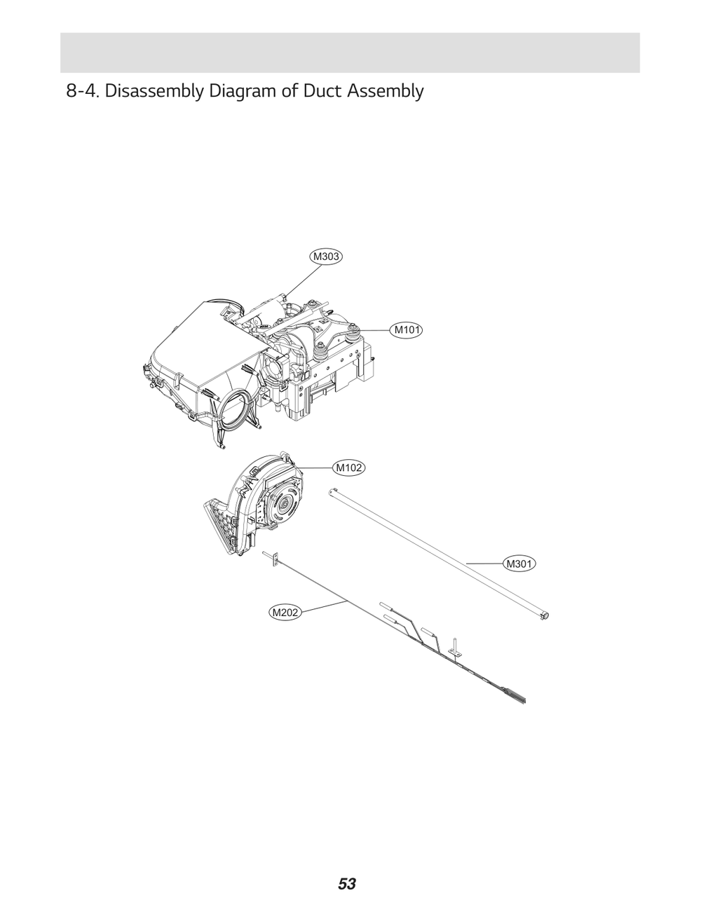 Duct Assembly Diagram and Parts List for FH6G1BAPK21 ABWEEUS LG Washer