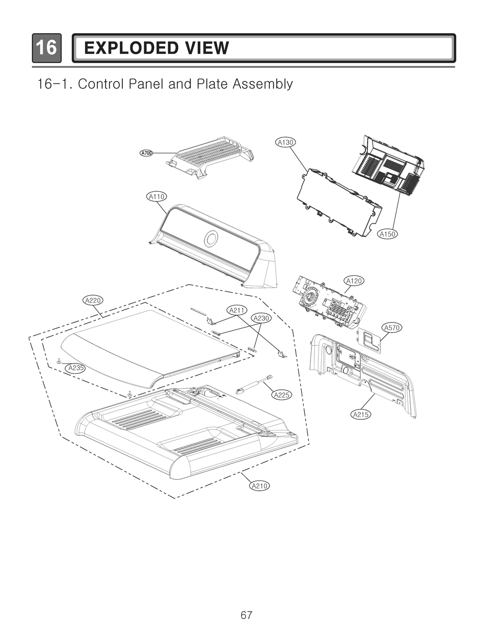 Control Panel And Plate Assembly Diagram and Parts List for RV18A8AS8 ABWEEUS LG Dryer
