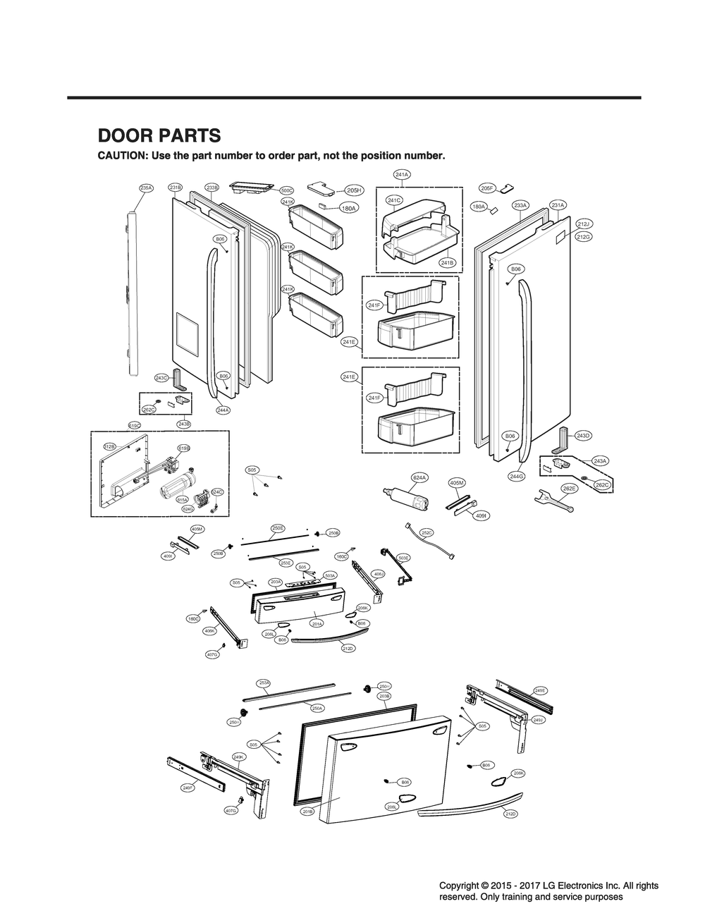 Door Parts Diagram and Parts List for GR-L31GHSJM ASTCNA1 LG Refrigerator