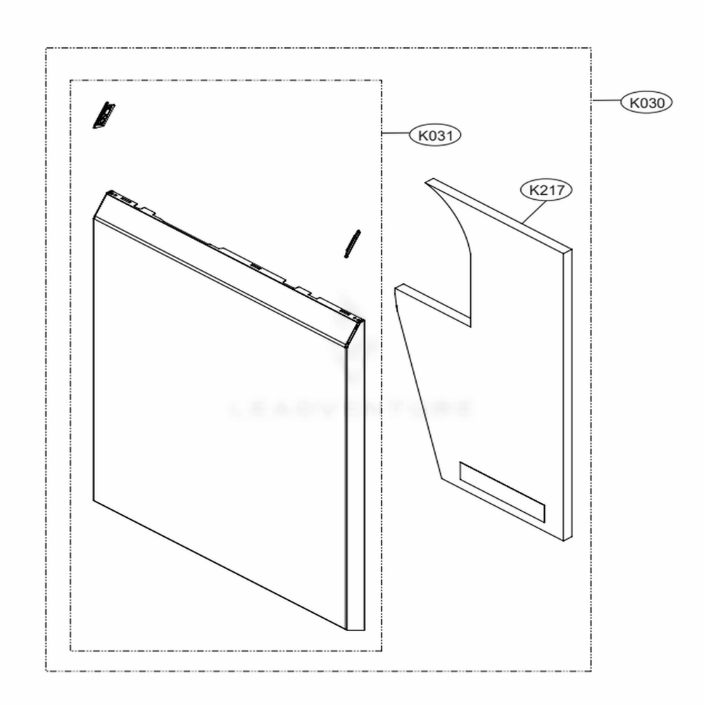 Front Cover Assembly Diagram and Parts List for LUDP8908SN ASTEEUS LG Dishwasher