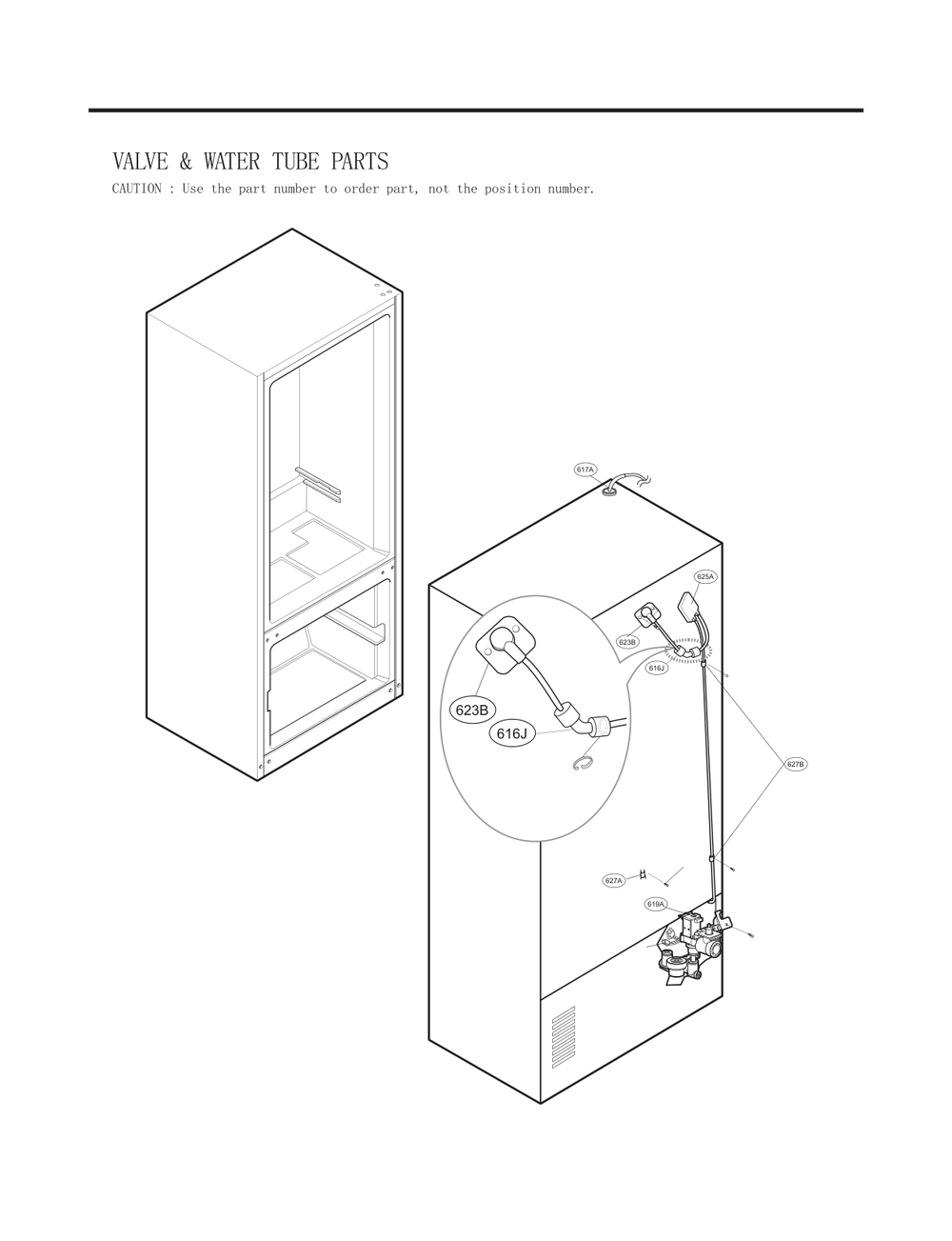 Valve And Water Tube Parts Diagram and Parts List for GC-L258VQXD ASWCNA5 LG Refrigerator