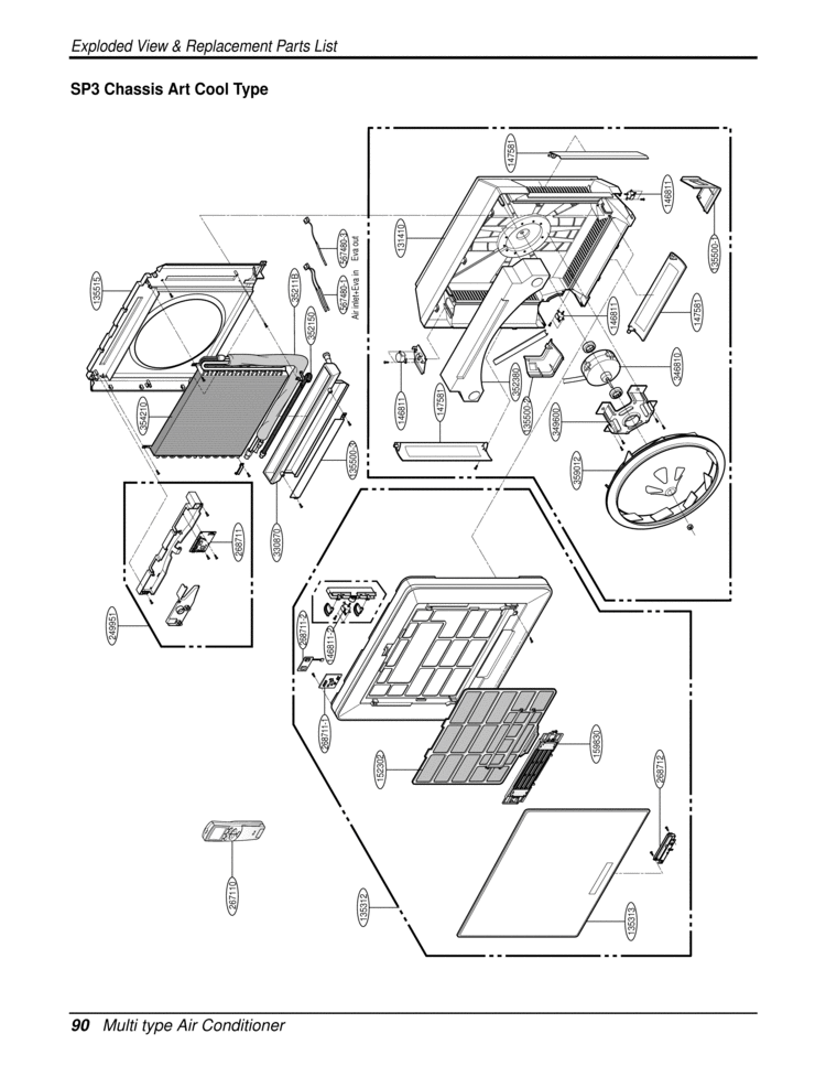 Multi type Air Conditioner Exploded View Diagram and Parts List for LMAN120HNS  LG Air Conditioner