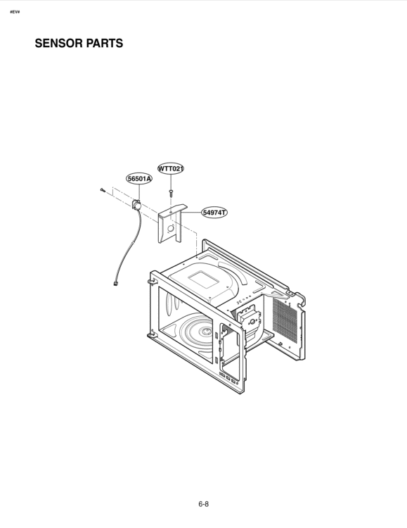 SENSOR PARTS Diagram and Parts List for LRM1260SW CWHELGA LG Microwave