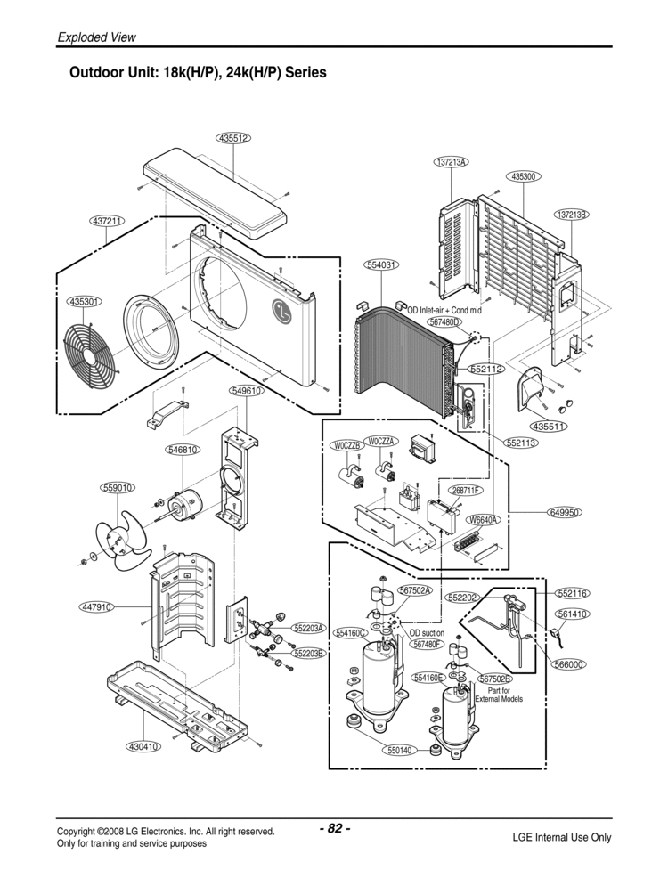 Air Conditioner Exploded View 2 Diagram and Parts List for LS180HE  LG Air Conditioner