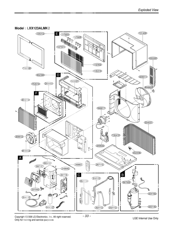 Air Conditioner Exploded View 1 Diagram and Parts List for LT1230HR LXX123ALMK2 LG Air Conditioner