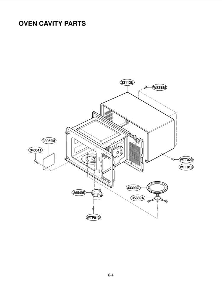 OVEN CAVITY PARTS Diagram and Parts List for MA-2117B  LG Microwave