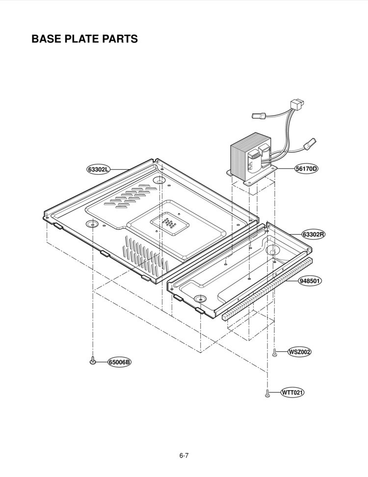 BASE PLATE PARTS Diagram and Parts List for MA-2117B  LG Microwave