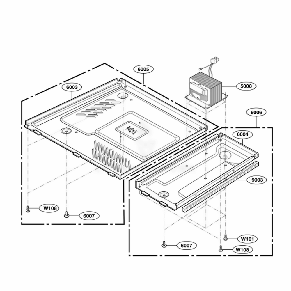 Base Plate Parts Diagram and Parts List for HMB402 AWHEBSU LG Wall Oven