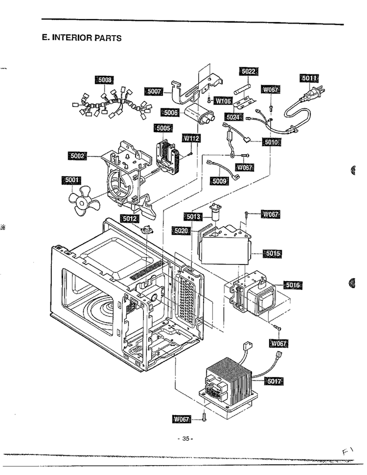 Microwave Assembly Complete Page 6 Diagram and Parts List for MA-682M  LG Microwave