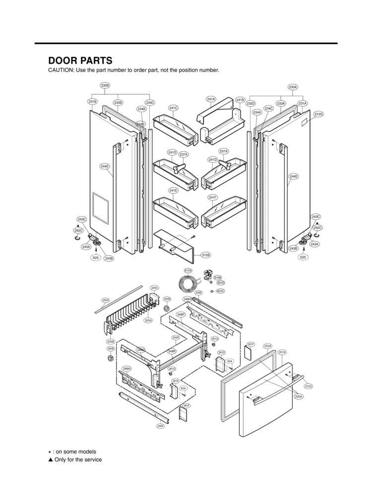 DOOR PARTS Diagram and Parts List for LFD25860SW  LG Refrigerator
