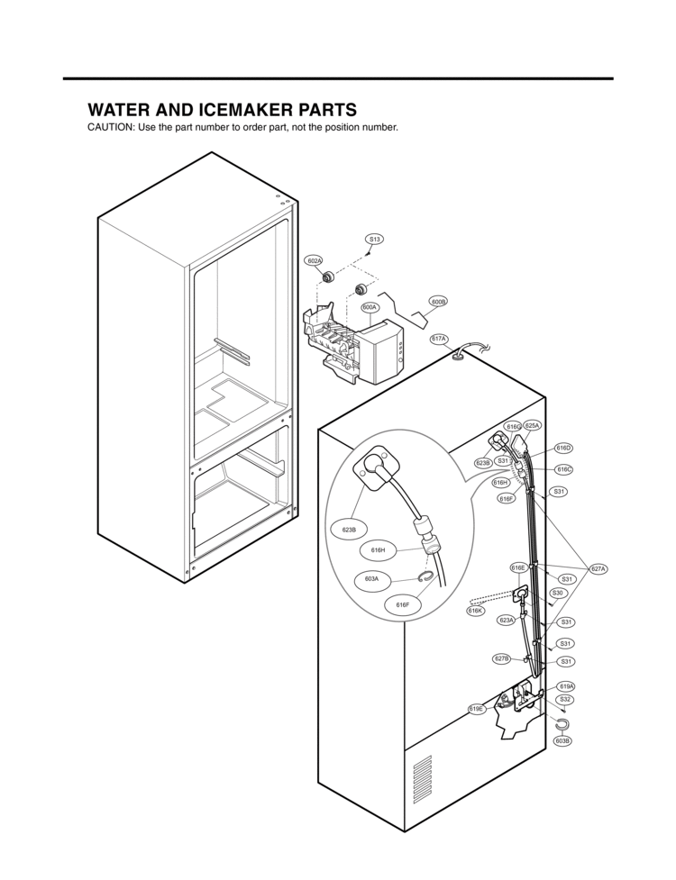 WATER AND ICEMAKER PARTS Diagram and Parts List for LFD25860SW  LG Refrigerator