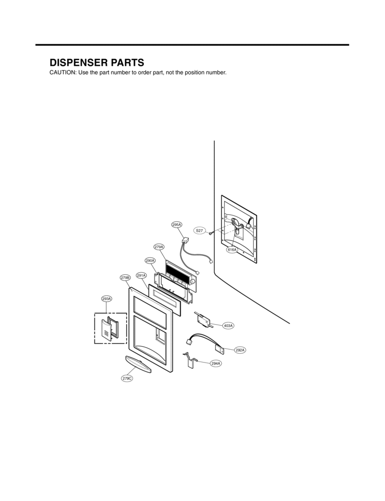 DISPENSER PARTS Diagram and Parts List for LFD25860SW  LG Refrigerator