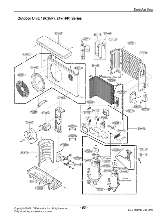 Air Conditioner Exploded View 1 Diagram and Parts List for LSU240HE AWHAEUS LG Air Conditioner
