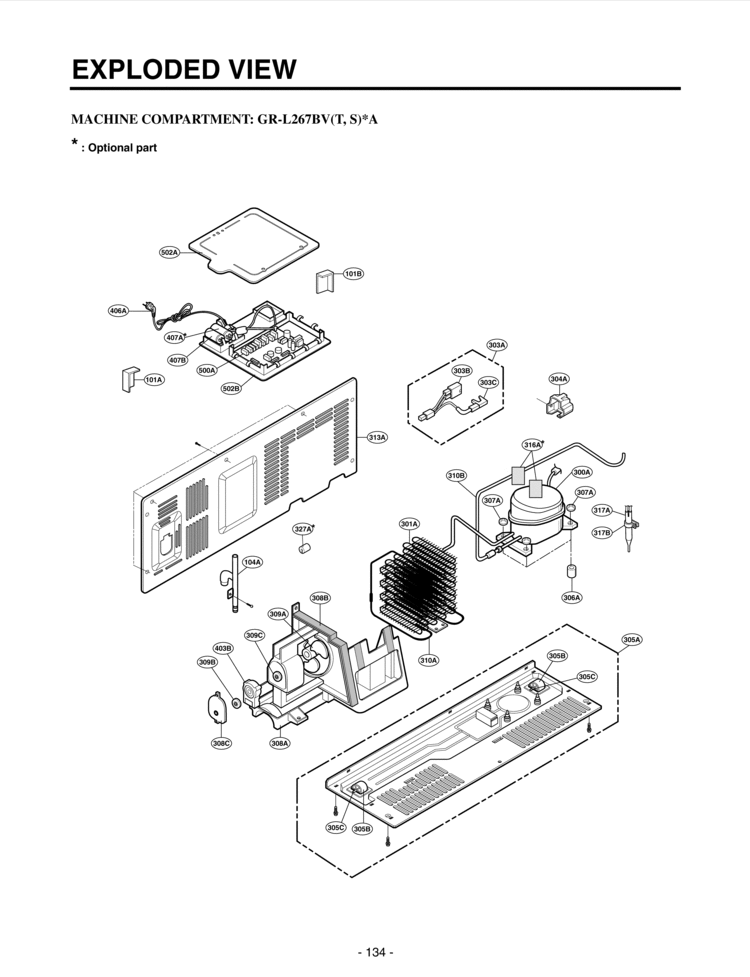 MACHINE COMPARTMENT  S Diagram and Parts List for LRSC26940TT  LG Refrigerator