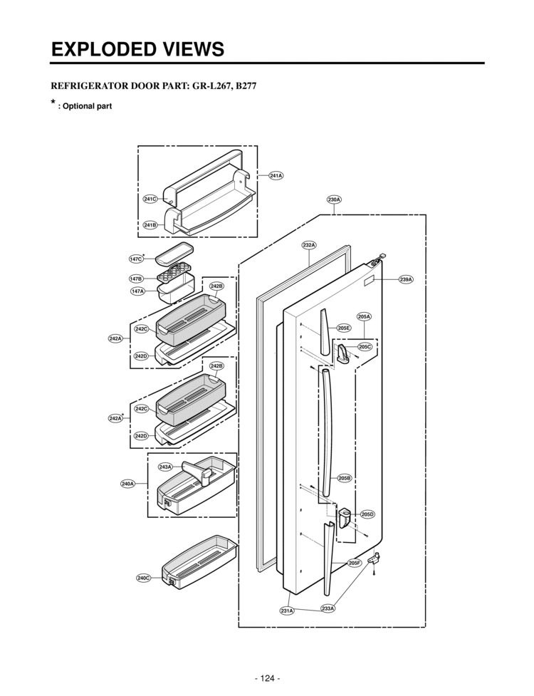 REFRIGERATOR DOOR PART    EXPLODED VIEWS Diagram and Parts List for LSC26945TT  LG Refrigerator