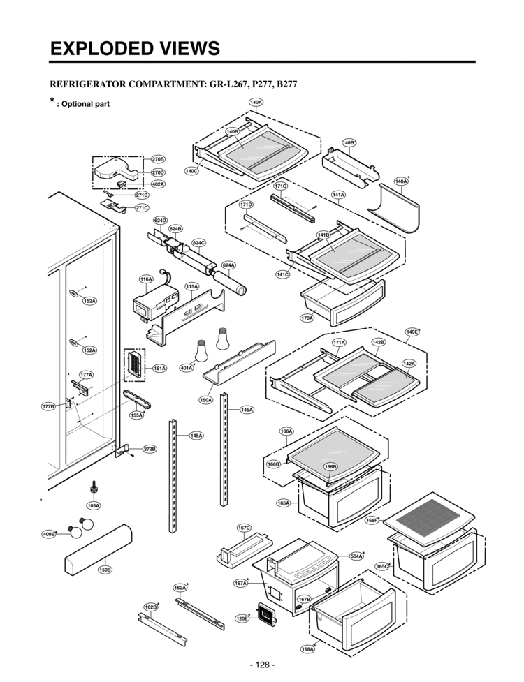 REFRIGERATOR COMPARTMENT     EXPLODED VIEWS Diagram and Parts List for LSC26945TT  LG Refrigerator