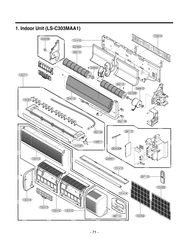 Indoor Unit Diagram and Parts List for HMC30BS-1  LG Air Conditioner