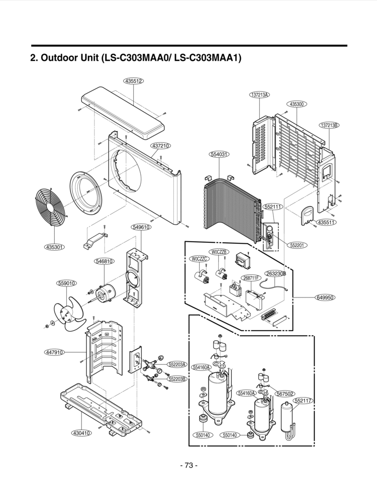 Outdoor Unit Diagram and Parts List for HMC30BS-1  LG Air Conditioner