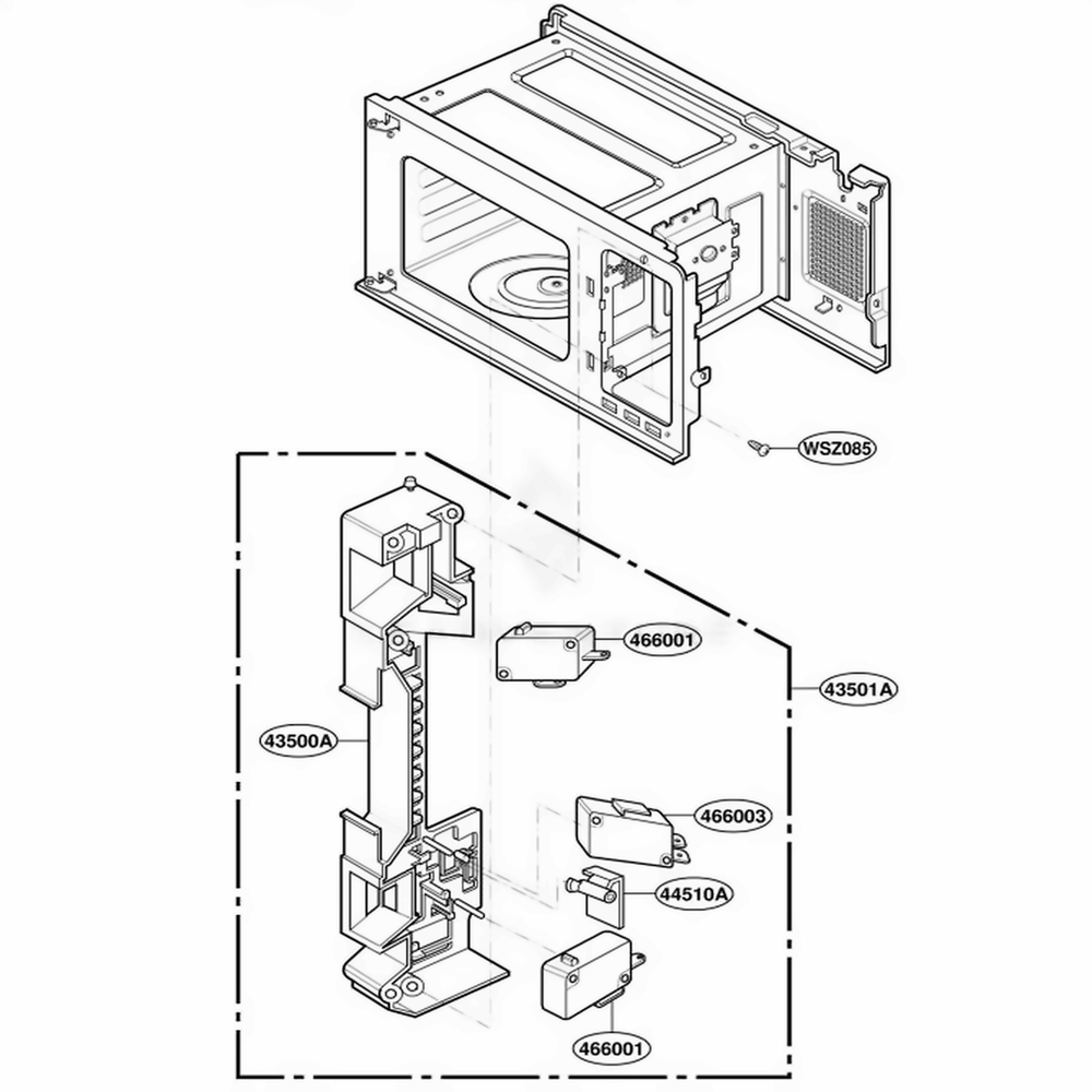 Latch Board Parts Diagram and Parts List for M150TC HMWQCUR LG Range