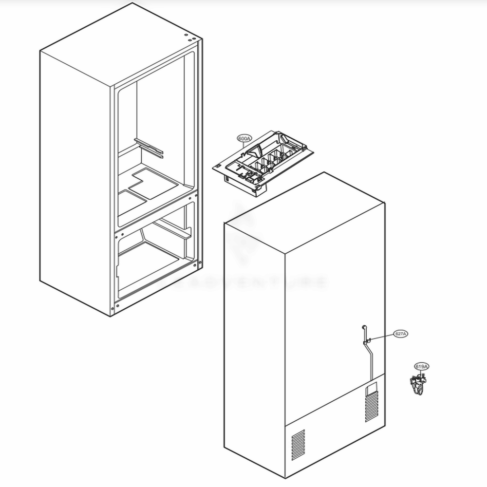 Icemaker Parts Diagram and Parts List for LDC24370ST ASTCNA0 LG Refrigerator