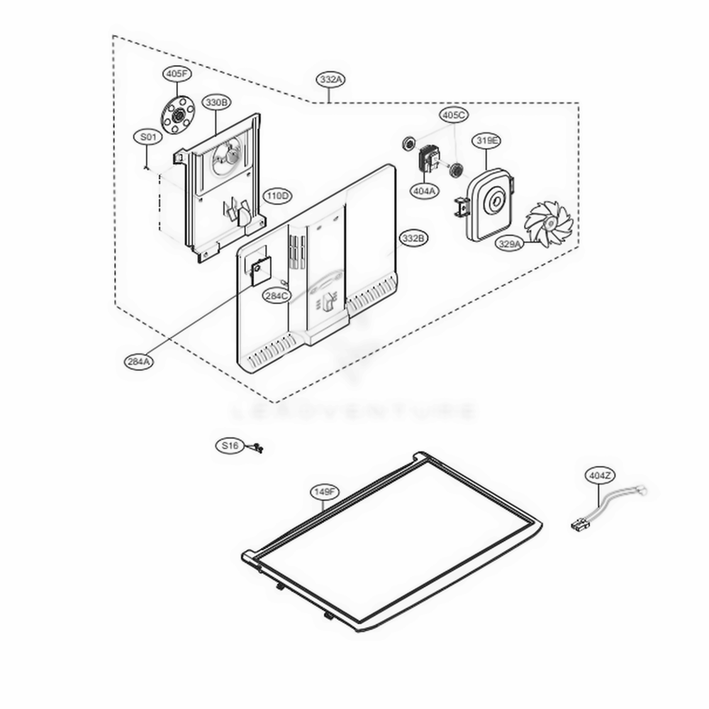 Freezer Part Diagram and Parts List for LTCS20220S ASTCNA4 LG Refrigerator