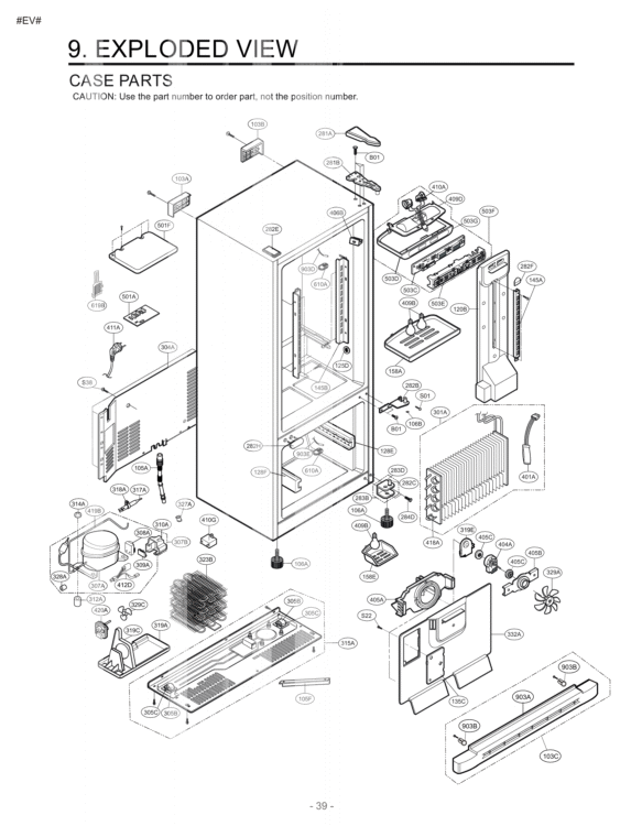 CASE PARTS Diagram and Parts List for LRBC20512TT  LG Refrigerator