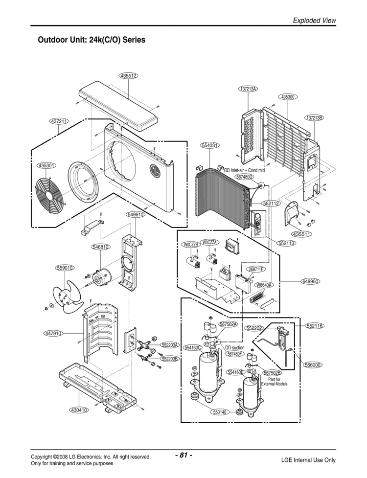Air Conditioner Exploded View 2 Diagram and Parts List for LS240CEAWHAEUS AS-C2435DB0 LG Air Conditioner