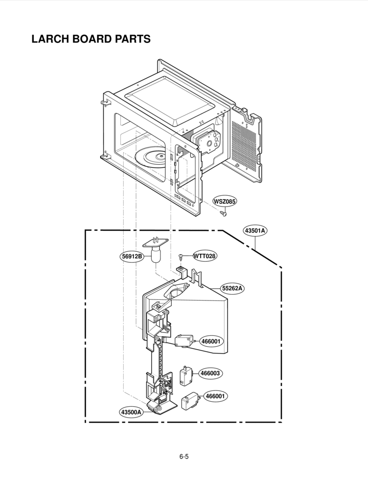 LARCH BOARD PARTS Diagram and Parts List for LMA2112WT  LG Microwave