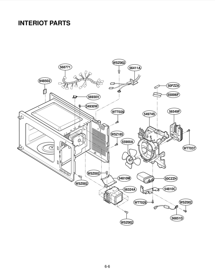 INTERIOT PARTS Diagram and Parts List for LMA2112WT  LG Microwave