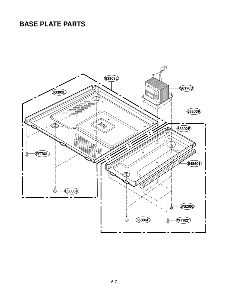 BASE PLATE PARTS Diagram and Parts List for LMA2112WT  LG Microwave