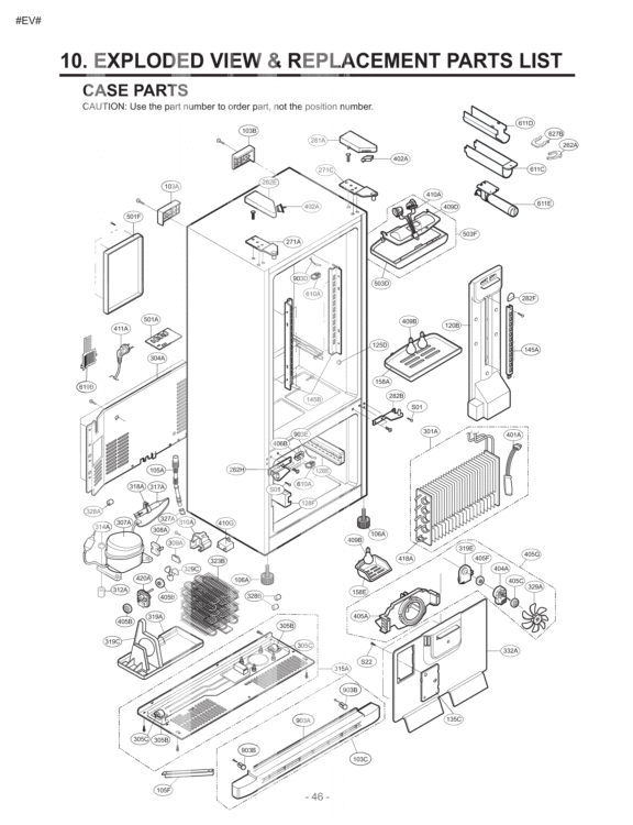 CASE PARTS    EXPLODED VIEW & REPLACEMENT PARTS Diagram and Parts List for LFD22860SW GM-F228JQKA LG Refrigerator